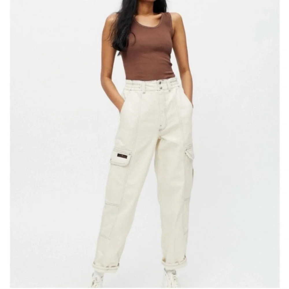 BDG Cream High-Waist Cargo Pants